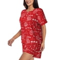 thumbnail image 2 of Fuzoiu Hohoho1 Print Women's Short-Sleeved Pajama Set,Lounge Sleepwear Set,Womens Pajama Sets 2 Piece,Button-Up Top and Shorts with Pockets-XX-Large, 2 of 7