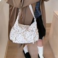 thumbnail image 3 of Corduroy Bow Shoulder Bags Versatile Crossbody Bag with Adjustable Strap for Women Ladies Work Shopping Travel Daily Use (White), 3 of 10