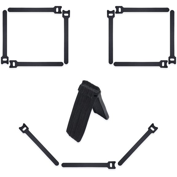 40PCS Reusable Cable Ties, Adjustable 6-inch Cord Organizer Straps, Microfiber Cloth Cable Management Wire Ties Fastening Straps for Cord Management and Home Desk or Office Organization-Black