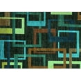 thumbnail image 1 of Ahgly Company Machine Washable Indoor Rectangle Oriental Turquoise Blue Modern Area Rugs, 2' x 4', 1 of 4