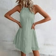 thumbnail image 2 of BSDJILFG Cotton Dresses for Women Summer Halter Eyelet Dress Round Neck Button A-Line Breathable Soft Solid Swing Dress White S-XXXL 50%, 2 of 7