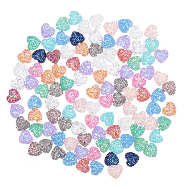 100 parches de resina de 12 mm para manualidades, pegatinas creativas con forma de corazón (como se muestra)