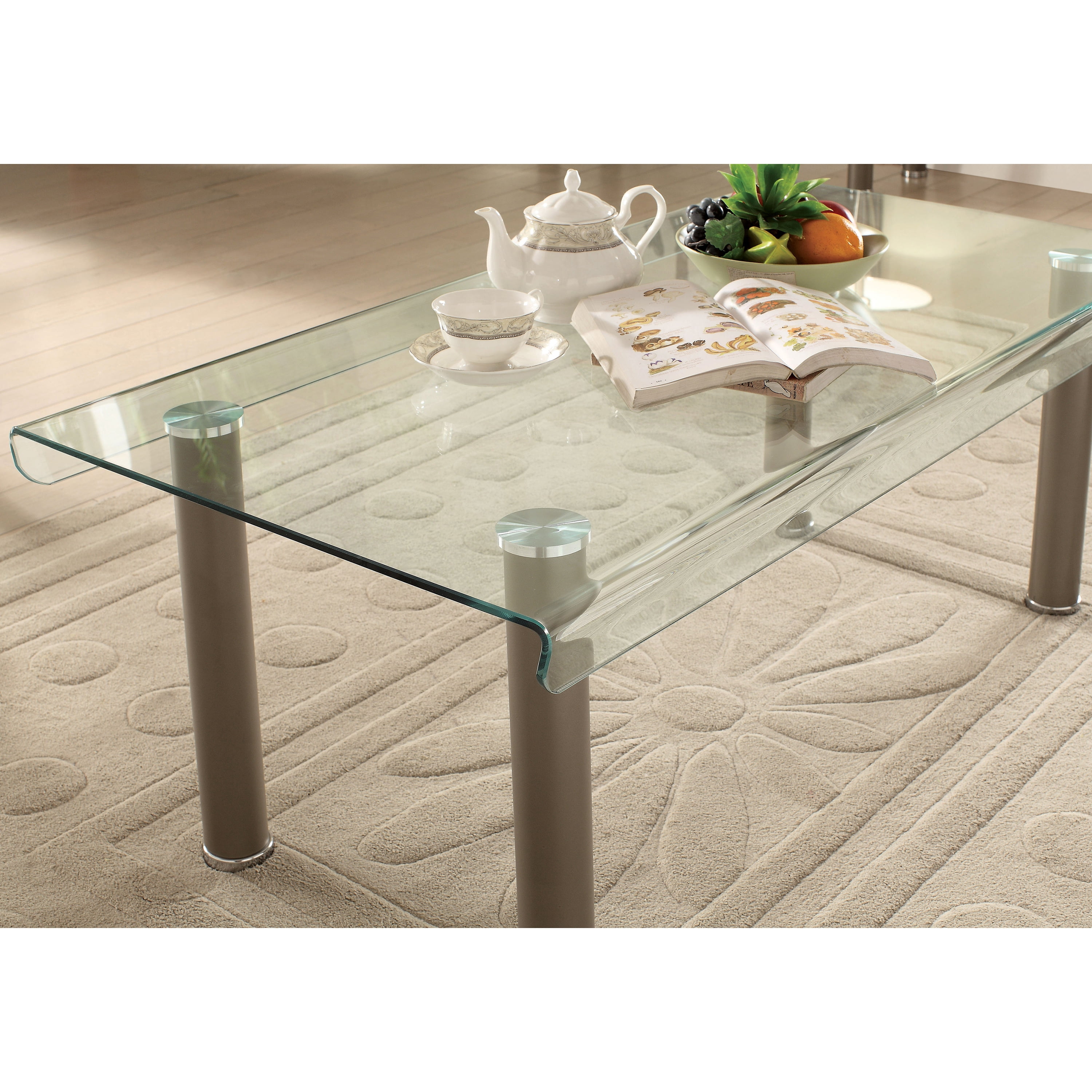 Furniture of America Ramey Contemporary 2-Piece Coffee Table Set, Champagne