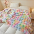 thumbnail image 6 of LIFEREVO Fluffy Faux Rabbit Fur Bubble Throw, Rainbow Plush Shaggy Blanket for Couch Sofa Chair, Soft Tie Dye Furry Blanket Adults Kids Girls, Fuzzy Throw for Bedroom Living Room, 50x60, Rainbow, 6 of 7