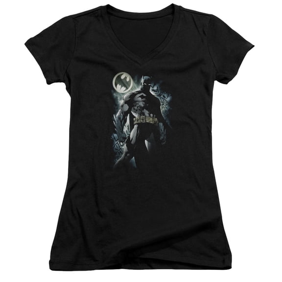 Batman The Knight Junior Women's T-Shirt V-Neck Black