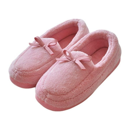 

Womens Coral Fleece Moccasin Slippers House Shoes Slip On
