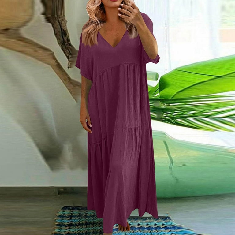 LNWUY Women Summer Dresses V-Neck Maxi Dress Tiered Silhouette with Flutter Sleeve Backless Elastic Waist Flowy Dress Red XL - Walmart.com LNWUY Women Summer Dresses V-Neck Maxi Dress Tiered Silhouette with Flutter Sleeve Backless Elastic Waist Flowy Dress Red XL - Walmart.com