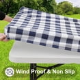 thumbnail image 2 of Rectangle Picnic Table Cloth, Elastic Waterproof Fitted Vinyl Tablecloth for 4 FT Tables, Flannel Backed Buffalo Plaid Table Covers for Dining, Camping, Outdoor (Black and White, 30" x 48"), 2 of 8
