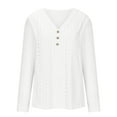 thumbnail image 4 of 2025 New Fashion Plus Size Women's Loose Casual Solid Color V-neck Button Long Sleeved Top, 4 of 6
