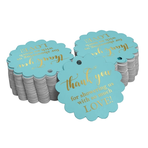 Inkdotpot Real Gold Foil Thank You Baby/ Bridal Shower Tags Favor Hang Paper Tags 100 Pieces