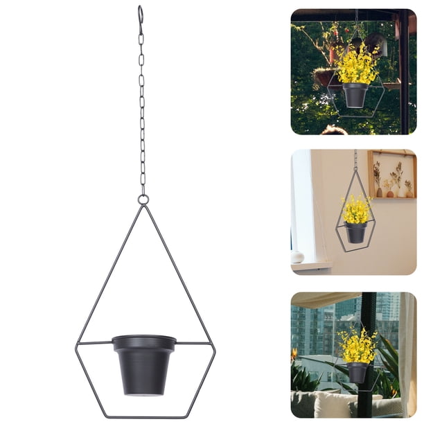 BESTYASH Maceta Colgante De Hierro Para Plantas De Interior Con Agujeros Para Drenaje Y Pared