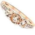 thumbnail image 2 of Pompeii 1ct Morganite & Diamond 3-Stone Ring 10k Rose Gold (Peach,I1), 2 of 6