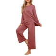 thumbnail image 4 of INSPIRE CHIC Womens Lounge Sets Long Sleeve and Pants Jogger Sets 2 Piece Pjs Loose Sleepwear Loungewear L Red, 4 of 6