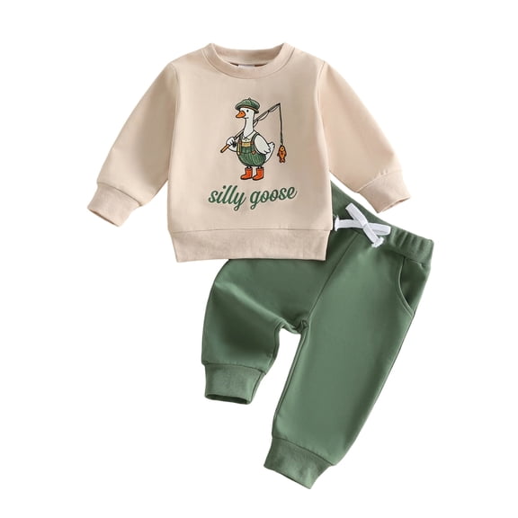 RUINIXCW Baby Boy Fall Outfits Long Sleeve Goose Print Sweatshirt Pants Set Toddler Clothes