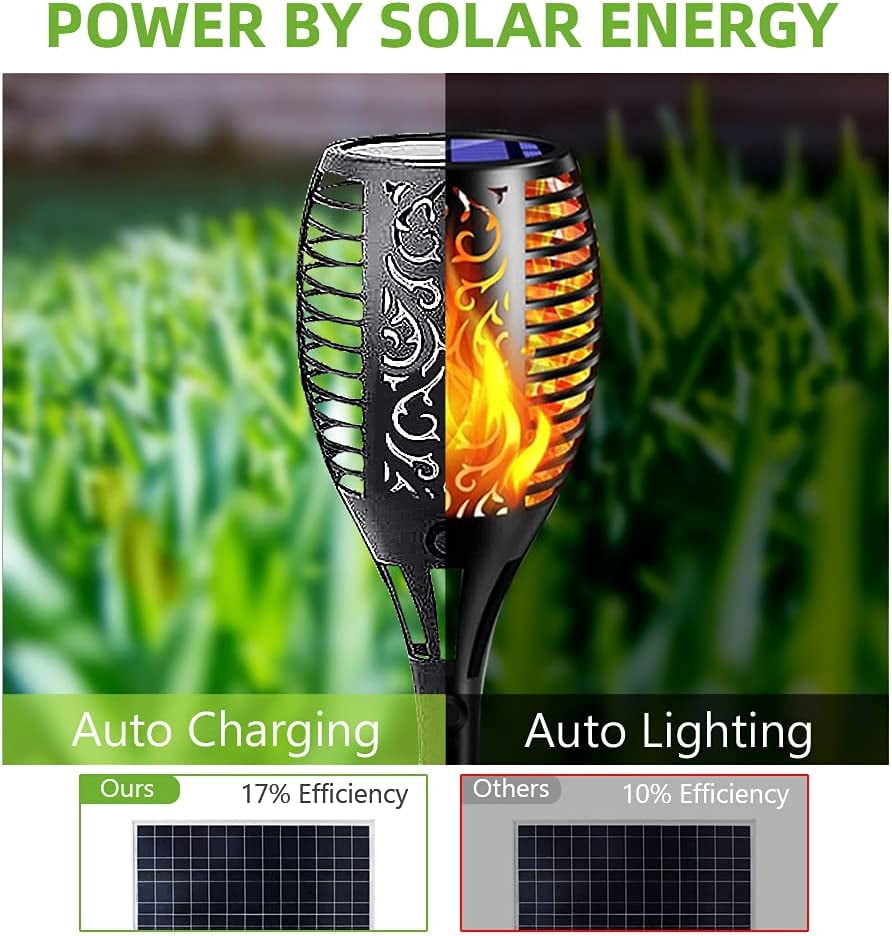 12 Pack Solar Torch Lights Outdoor, LED Flickering Solar Lights, Patio LED Lights, Waterproof Romantic Decoration Landscape Outdoor Solar Powered Flame Lights for Garden Patio Wedding Party