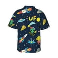 thumbnail image 3 of Balery Funny Spaceships Print Men's Hawaiian Shirts Short Sleeve Beach Shirt Relaxed Fit Vacation Button Down Shirts-Medium, 3 of 9