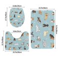 Bathroom Rugs Set 3 Piece Dog Pets, Bath Mats, Toilet Lid Cover, U