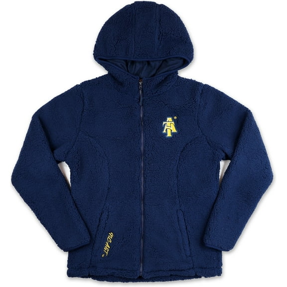Big Boy North Carolina A&T Aggies Sherpa Zip Up Ladies Hoodie [Navy Blue - XL]