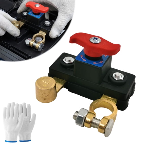 Universal Battery Disconnect & Leak Protector, 12v/24v Car Battery Disconnect Switch,Waterproof Durable Car Battery Terminal Protector Cut off Switch for Car Boat Truck (Solid Copper, 1PC)