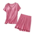 thumbnail image 1 of Birdeem Ensembles de Pyjama pour Femmes 2 Pcs Tenue Décontractée Ample à Manches Courtes Pantalon Ensemble d'Intérieur Ensembles de Pyjama, 1 of 1