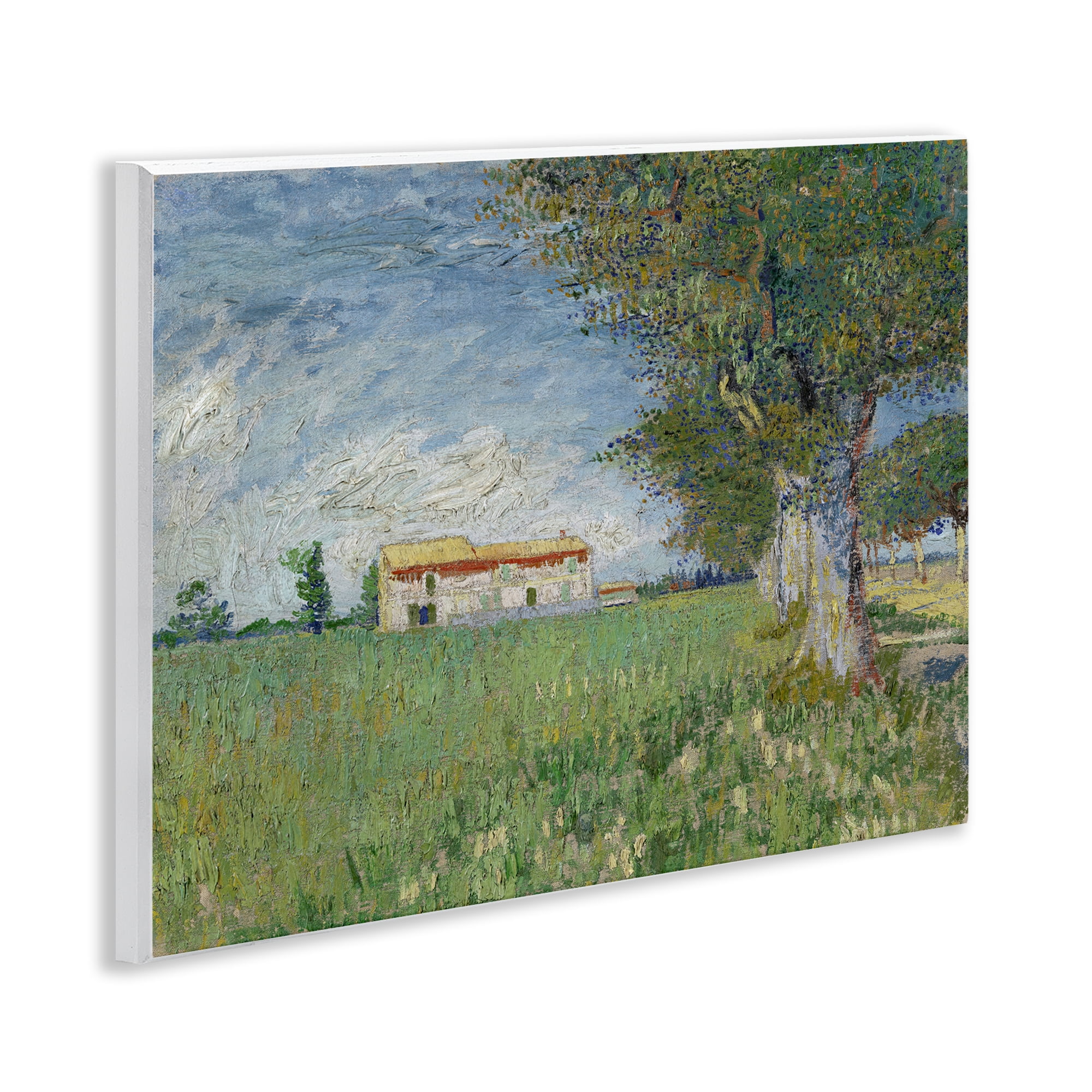Stupell Industries Van Gogh Farmhouse in Corn Landscape & Nature Painting Unframed Art Print Wall Art, 14 x 11