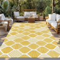 thumbnail image 2 of Yellow Geometric Outdoor Rug for Patio/Deck/Porch, Non-Slip Large Area Rug 4 x 6 Ft, Morocco Modern Abstract Plaid Art Indoor Outdoor Rugs Washable Area Rugs, Reversible Camping Rug Carpet Runner, 2 of 8