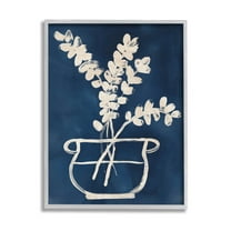 Stupell Industries Abstract Leaves Botanical Outline Graphic Art Gray Framed Art Print Wall Art, Design by June Erica Vess