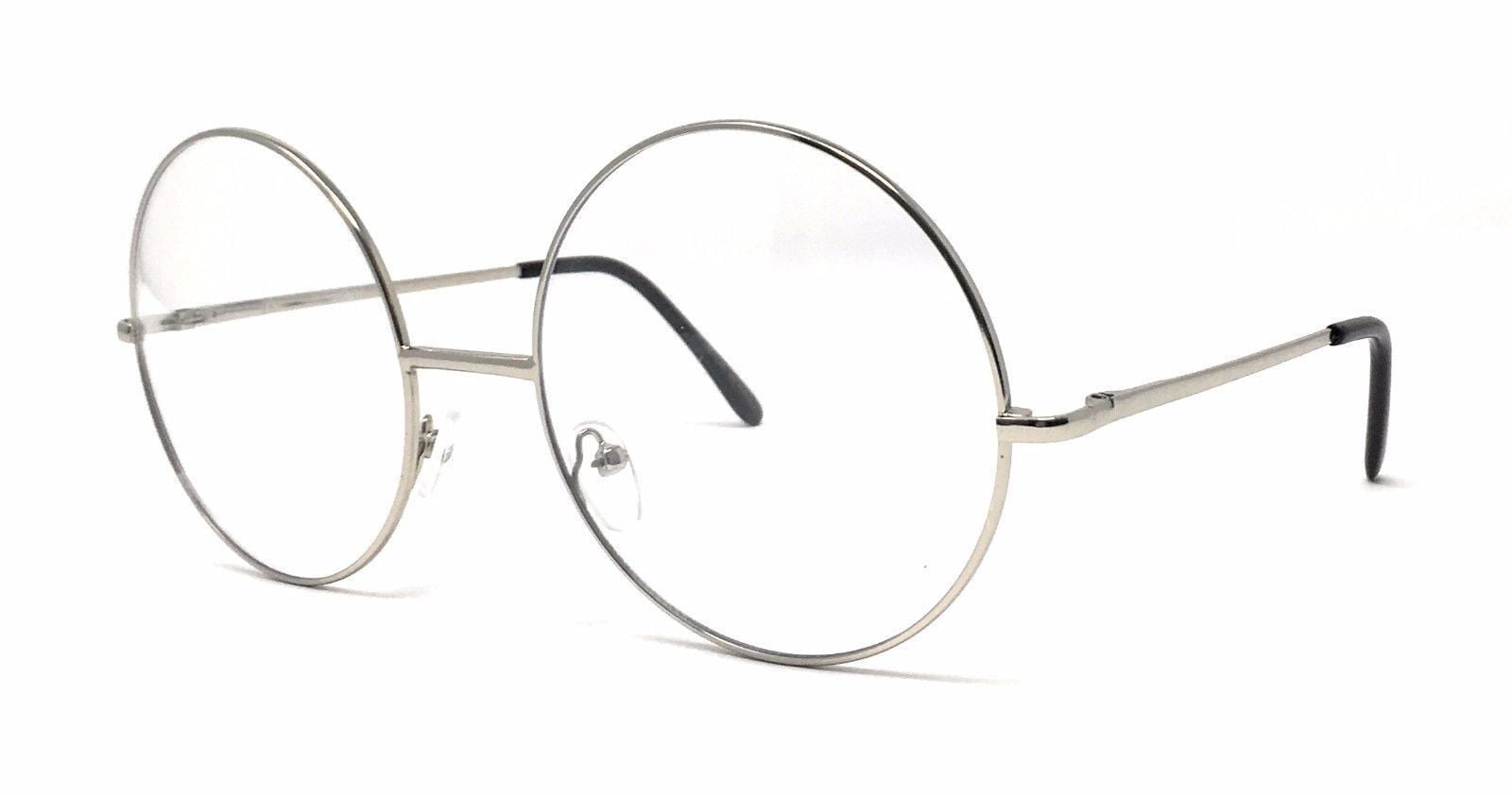 513A 4C66 Women Large Oversized Metal Frame Clear Lens Round Eye Glasses Eyewear 