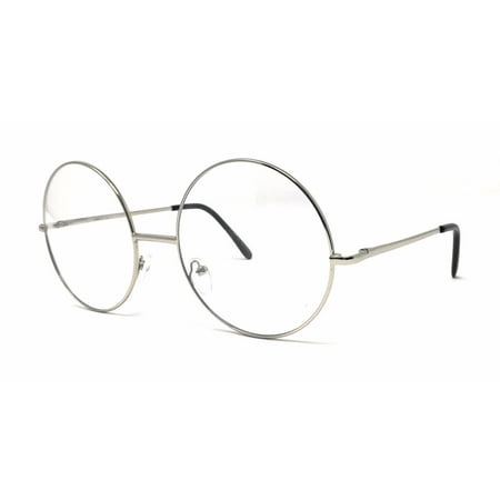 Large Oversized Big Round Metal Frame Clear Lens Round Circle Eye Glasses