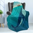 thumbnail image 4 of Whale Soft Flannel Fleece Throw Blanket, Huge White Whale Under the Ocean with Sailor on Water with Rays of Sun Print, Cozy Plush for Indoor and Outdoor Use, 70" x 90", Blue and White, by Ambesonne, 4 of 5