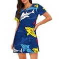 thumbnail image 1 of Kdxio Chemise de Nuit Imprimé Requin pour Femmes, Manches Courtes, Décontractée, Ample et Confortable, 1 of 6