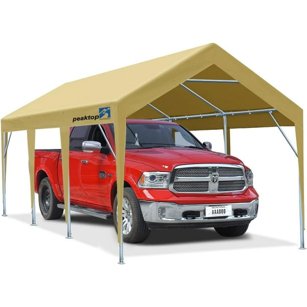 Peaktop Outdoor 10 x 20 ft Upgraded Heavy Duty Carport Car Canopy