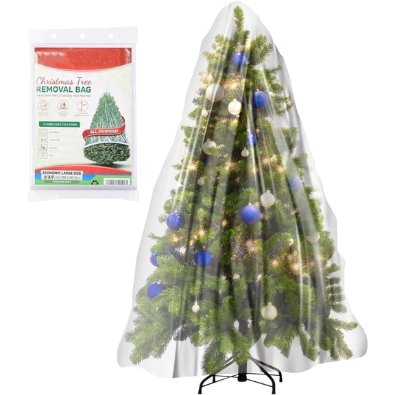 1 PC Christmas Tree Storage Bag,Clear Large Size Storage Bag,Waterproof and Moisture-Proof Container Bag,Heavy-duty Plastic Dustproof Bag,2 Mils Thick Packaging Transport Bag