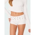 thumbnail image 2 of Women Y2K Studded Foldover Micro Shorts Vintage Low Waist Slim Fit Mini Shorts Summer Boxer Short Party Clubwear, 2 of 5