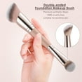 thumbnail image 4 of Foundation Makeup Brush, Double-ended Angled/Round Top Contour Brush for Beauty Blending Liquid Powder, Concealer Cream Cosmetics Blush Makeup Brush (Brown), 4 of 14