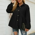 thumbnail image 5 of Women's Corduroy Button Down Shirts Collared Solid Long Sleeve Peplum Tops Pleated Casual Loose Fall Blouse Tee, 5 of 7