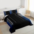 thumbnail image 3 of jejeloiu Minimalism Geometric Strips Full Size Comforter Sets,Blue Gray Black Bedding Sets For Adults Reversible 3 Pieces, 3 of 8