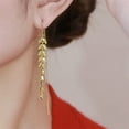 thumbnail image 5 of Eosunjian 1 Pair Dangle Earrings Electroplating High Grade Personality Wheat Design Shiny Dress Up High-Gloss Women Long Tassel Earrings Fashion Jewelry Golden, 5 of 11