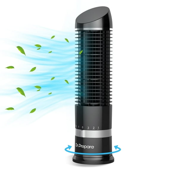 DR.PREPARE Oscillating Tower Fan, 16 Inch Desk Bedroom Table Fan with 3 Speeds