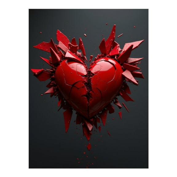 Diamond Art Kits for Adults, Shattered Red Heart Sculpture 5D Diamond Painting Kits for Adults Beginners, DIY Full Drill Diamond Painting, Gem Art and Crafts 12x16