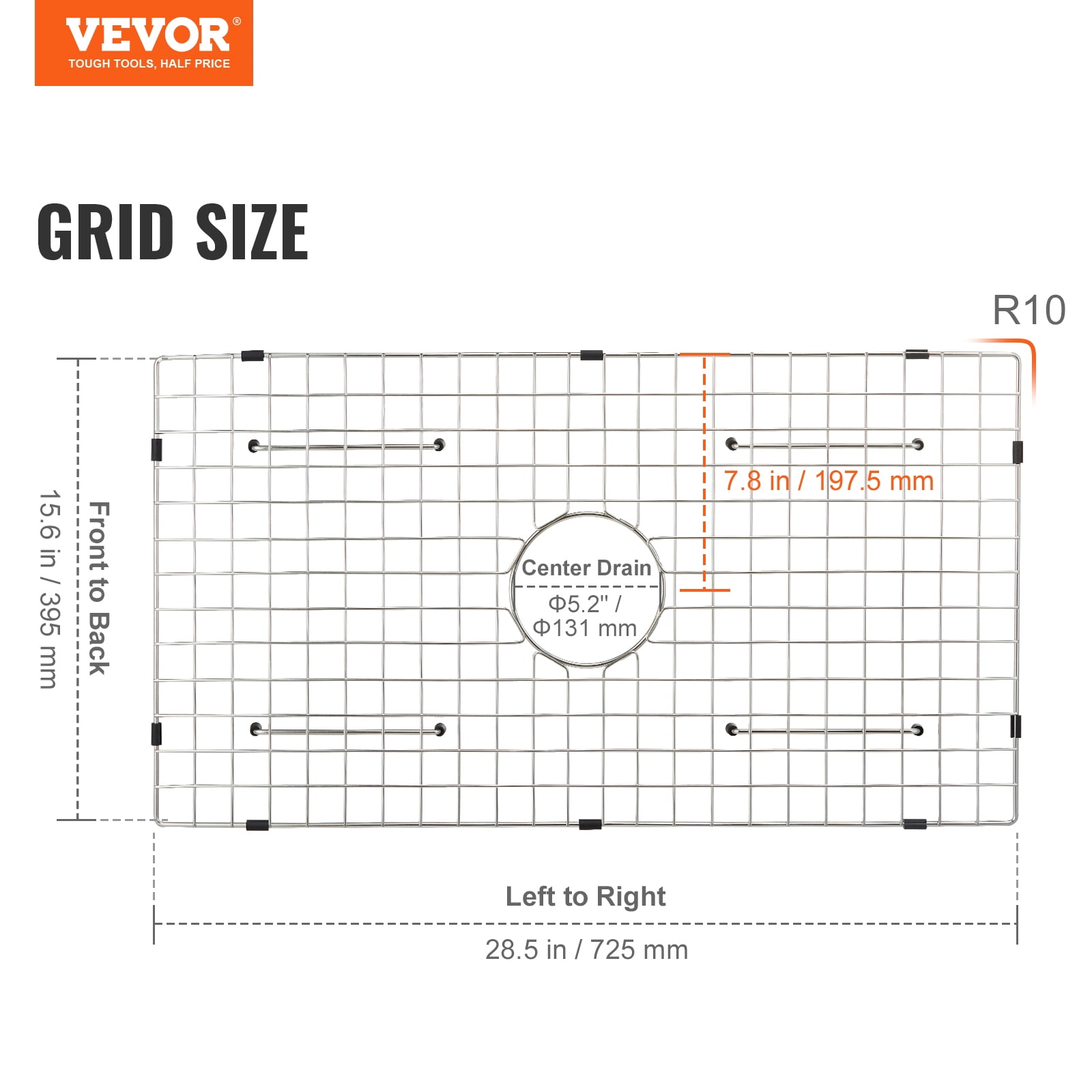 BENTISM Sink Protector Grid For Kitchen 28.5" L x 15.6"W Stainless Steel Drain Rack