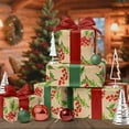 thumbnail image 6 of WarmHaven Kraft Christmas Wrapping Paper Mini Roll, Holly Leaves and Red Berries Pattern, for Classic Christmas, Winter Holiday Gift Wrapping, 17" x 33' (46.7 sq. ft), 6 of 14
