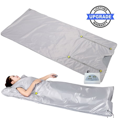 MOPHOTO Far-Infrared Heat Sauna Blanket  Upgraded Heat Far Infrared Blanket Digital Sauna for Body Shaper Detox Spa Relaxation ( Gray)