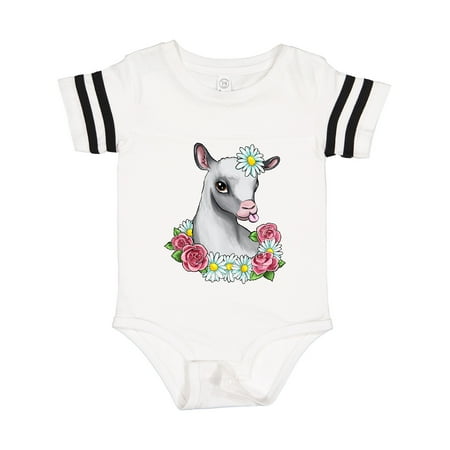 

Inktastic Cute Goat with Roses and Daisies Gift Baby Boy or Baby Girl Bodysuit