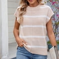 thumbnail image 4 of QUNYINEY Tops for Women Trendy Casual Striped Short Sleeve Crew Neck Sweater Loose Pullover Knit Tops, 4 of 7