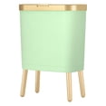 thumbnail image 1 of Cateissary Cesto de basura moderno y estrecho para cocina - Bote de basura fácil de usar con botón elegante Suministros de limpieza para el hogar oro verde claro (15L33.2*19.6*48.5cm, 1 of 6