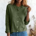 thumbnail image 2 of Button Down Shirts for Women Mandarin Collar Cotton Long Sleeve Blouses Casual Solid Work Shirts Tunic Tops, 2 of 7