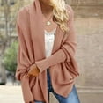 thumbnail image 6 of Women Cardigan Coat Collarless Batwing Long Sleeve Open Front Knitting Coat Elastic Cuffs Solid Color Loose Fit Knitted Cardigan, 6 of 8