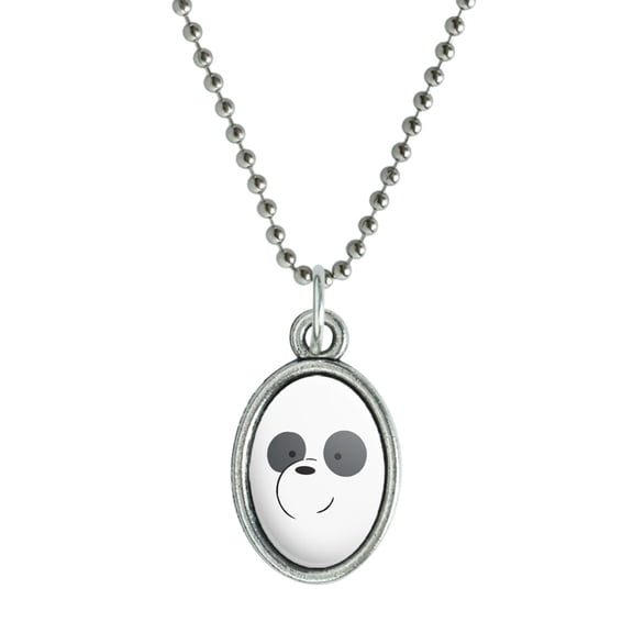 We Bare Bears Panda Antiqued Oval Charm Pendant with Chain