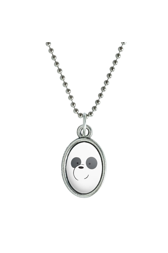 We Bare Bears Panda Antiqued Oval Charm Pendant with Chain
